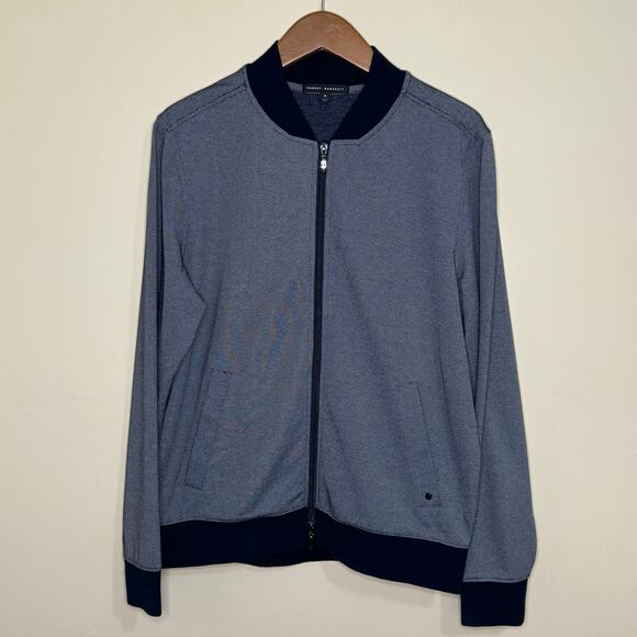 Robert Barakett Richton Full Zip Baseball Collar Men's Jacket Size Medium Navy - Picture 1 of 5